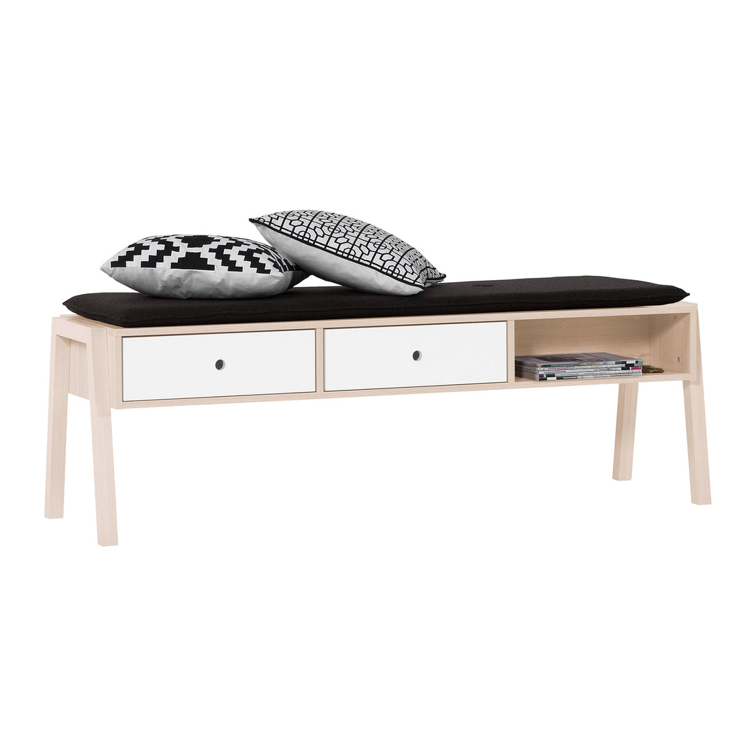 The Decorators: Bancheta cu sertare VOX Spot, pal melaminat, alb-acacia, 154x47x48 cm