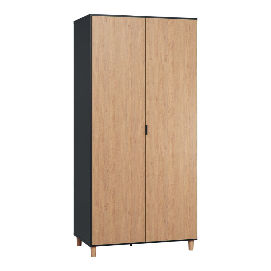 The Decorators: Dulap 2 usi VOX Simple 92.5x194 cm, negru/stejar