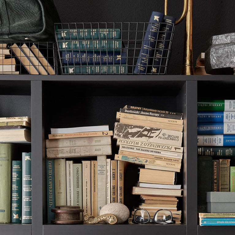 The Decorators: Biblioteca neagra cu 2 usi si 6 rafturi VOX Creative, 91x37x184 cm
