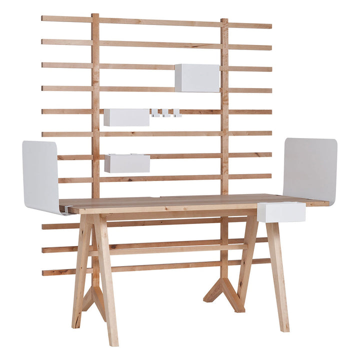 The Decorators: Birou din lemn cu paravan VOX Worknest 145x105x170 cm