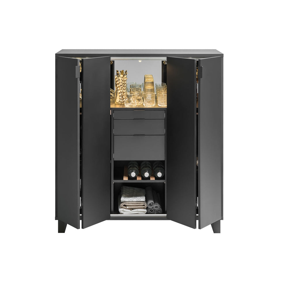 The Decorators: Bar din pal melaminat VOX Simple, 112x45x112cm, negru/stejar