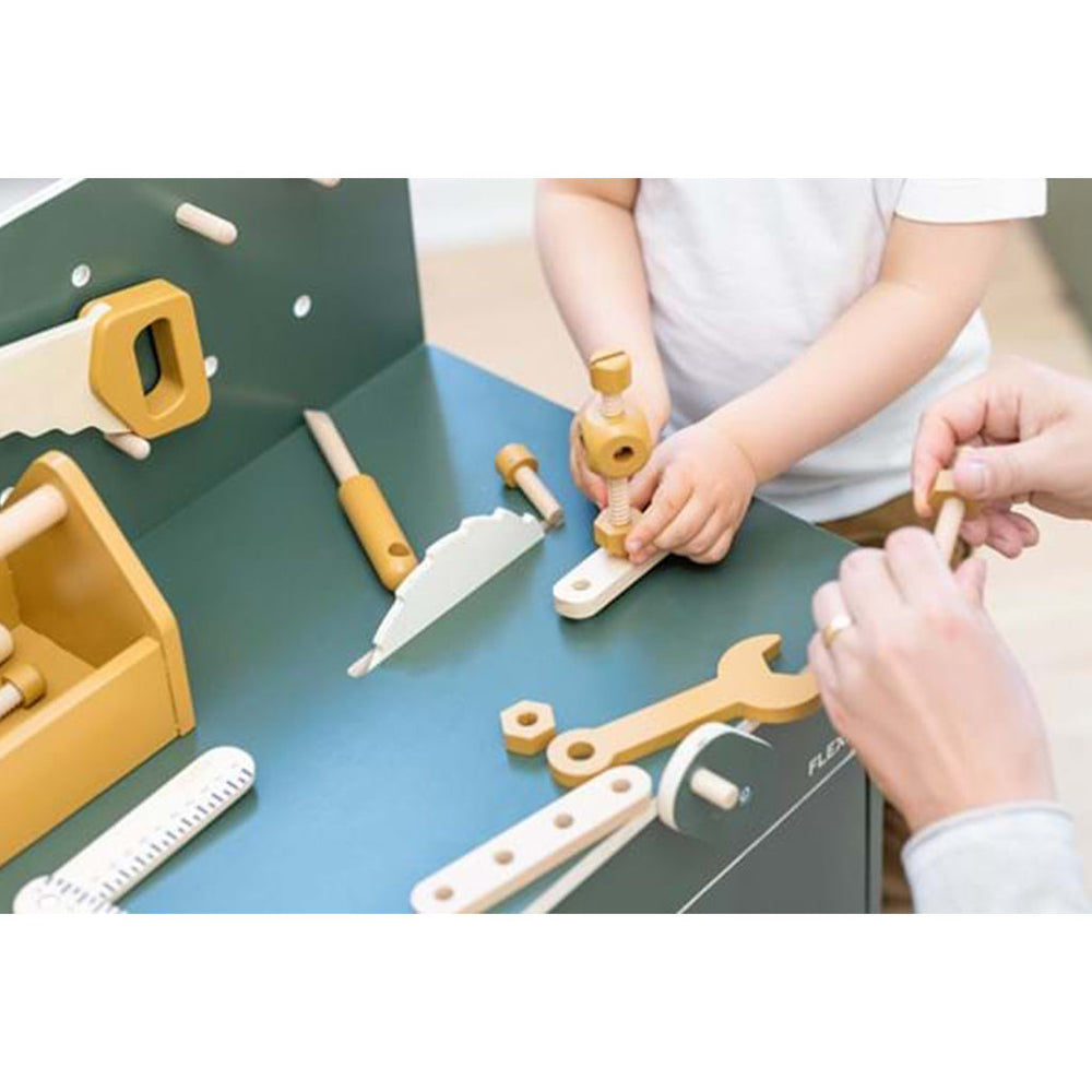 Set de joaca piese de constructie, Play, lemn, mustar 17x1 cm