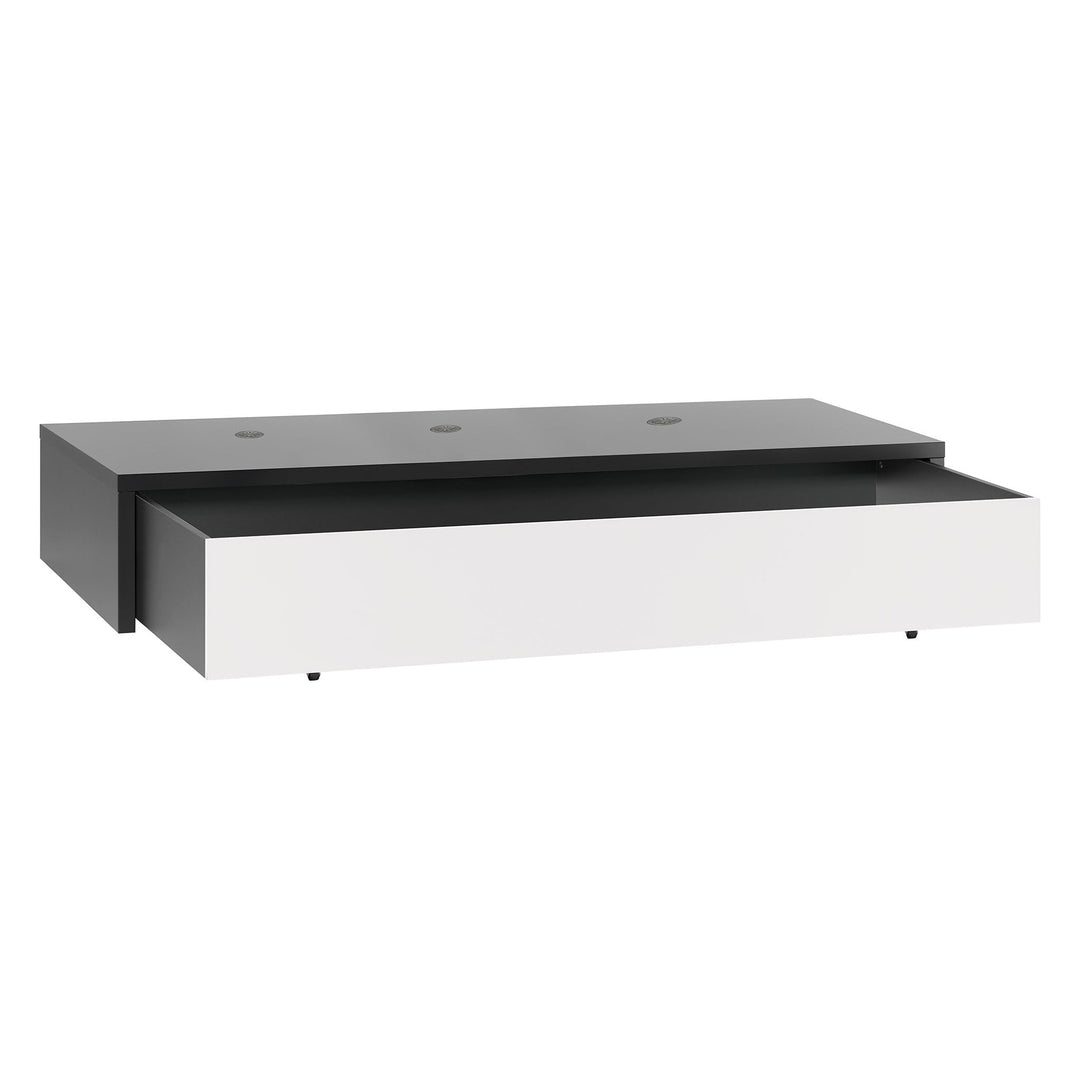 Baza cu sertar pentru pat cadru ridicat VOX Young Users, pal melaminat, negru-alb, 95*213 cm