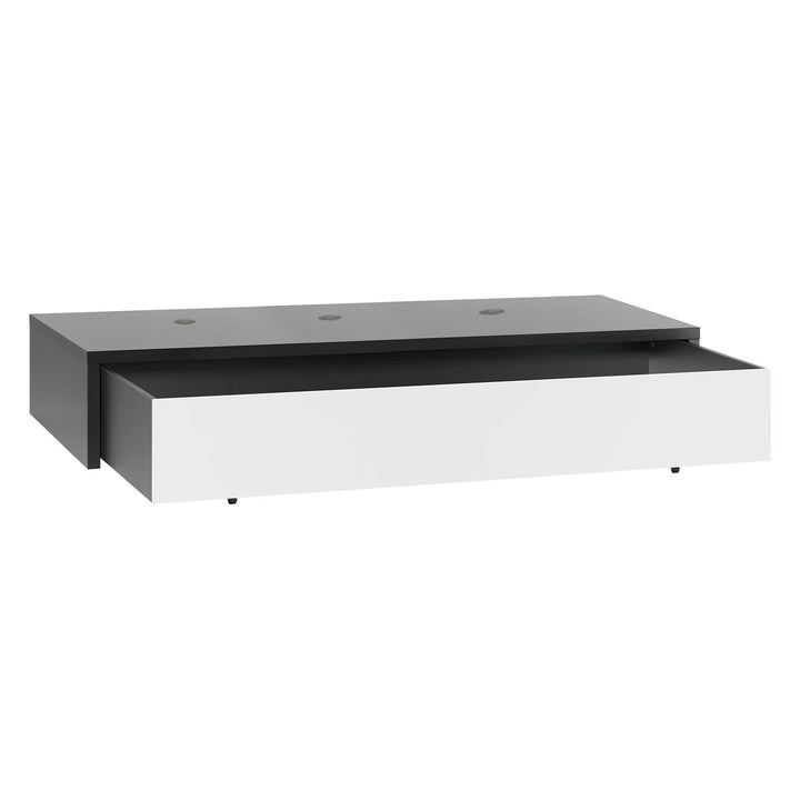 Baza cu sertar pentru pat cadru ridicat VOX Young Users, pal melaminat, negru-alb, 95*213 cm